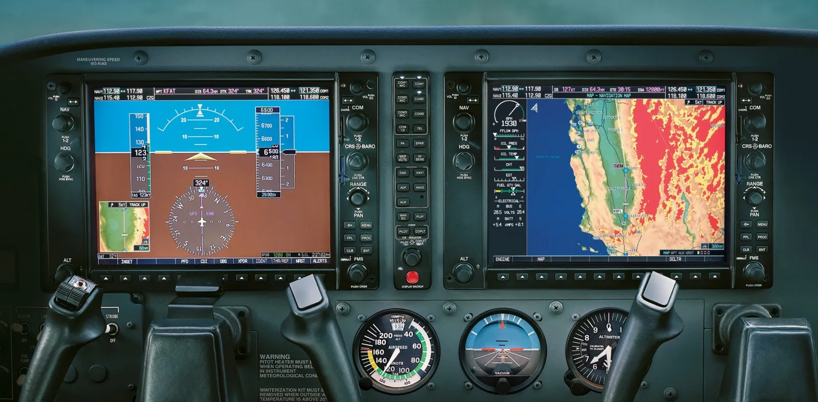 A Garmin G1000 EFIS display