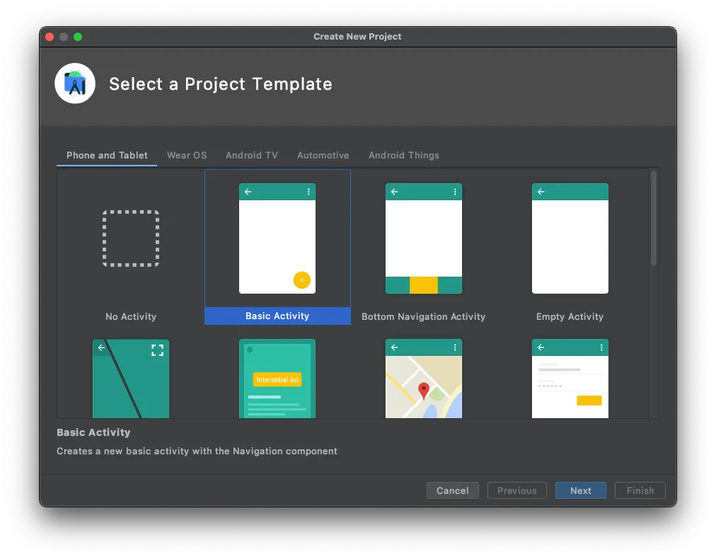 “Select a Project Type”
